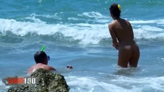 A Nudist Slut Gets Fucked At The Beach
